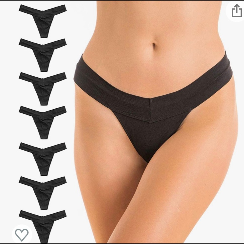 Women's 7 Pack Seamless Yoga Thong Black XL